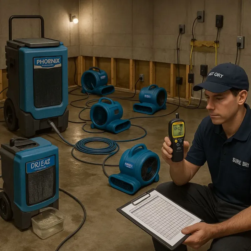 Structural Drying and Dehumidification process in Okauchee Lake, WI